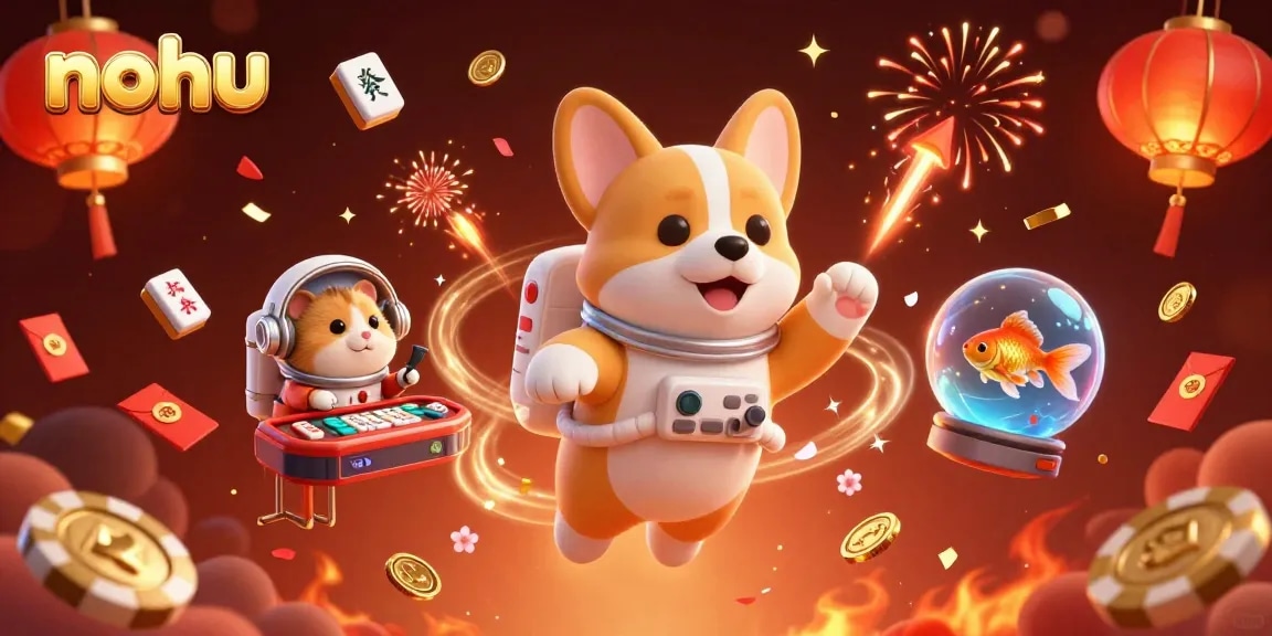 Nohu's interactive casino atmosphere entertains a floating corgi and hamster crew