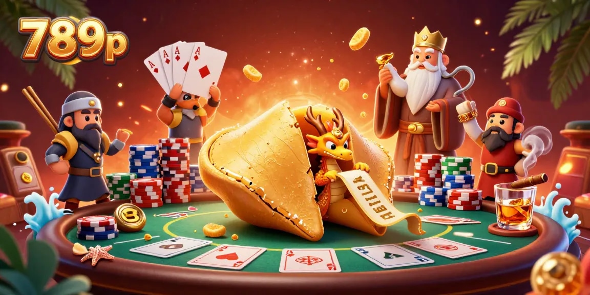 Experience thrilling poker with 789p as the golden dragon unveils treasures in this vibrant casino scene.