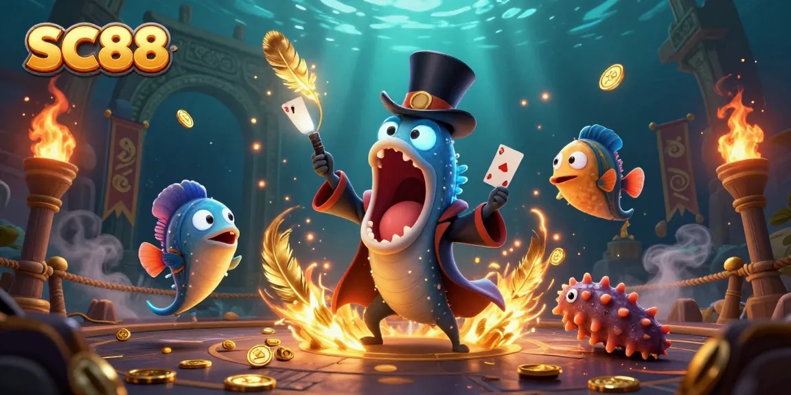 Engage with SC88's thrilling card tricks performed by a magical sea creature cast.