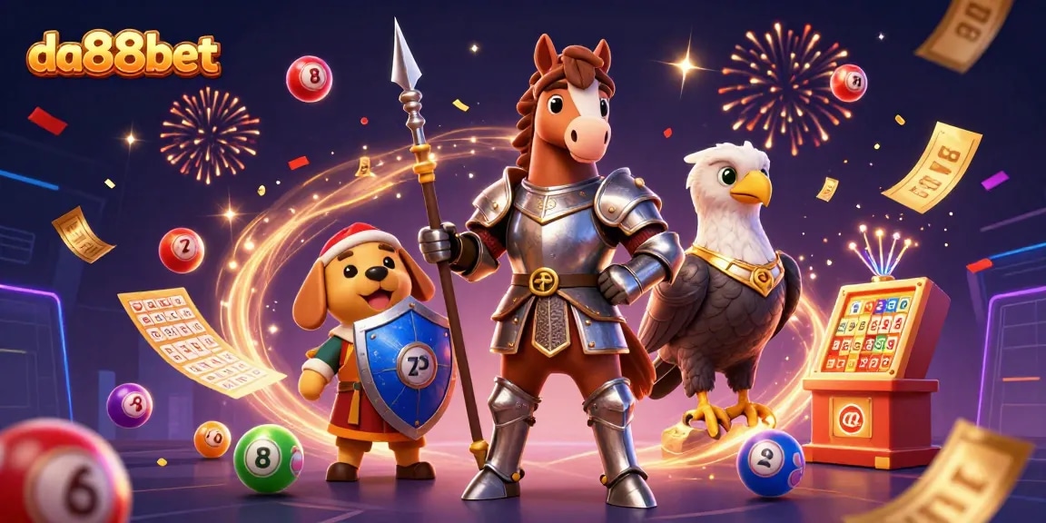 Experience thrilling victories with da88bet's dynamic gaming scene featuring lottery balls and vibrant prizes.