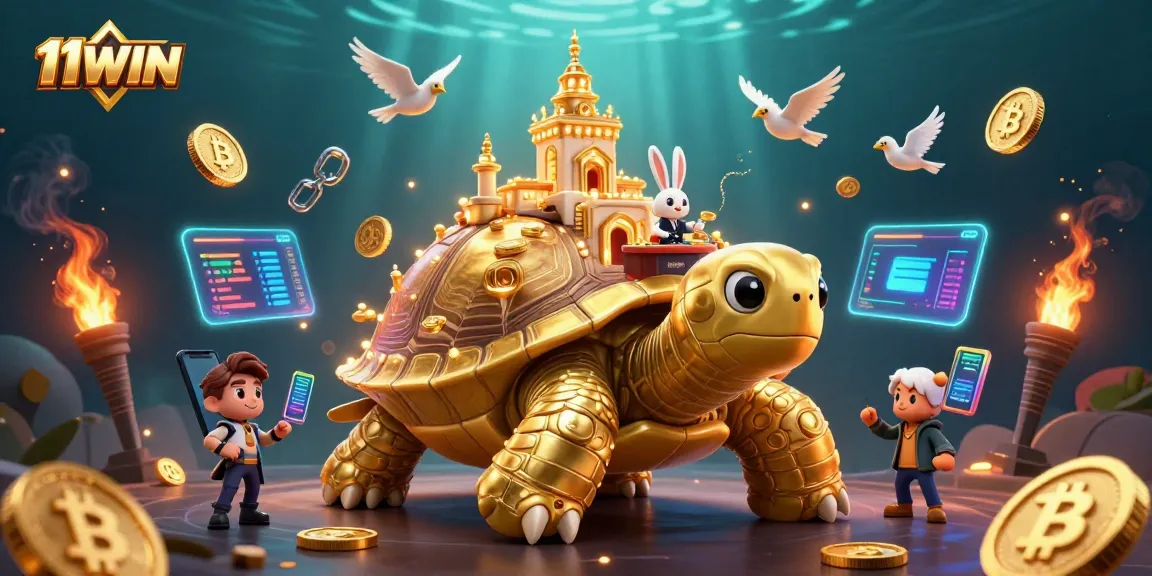 Engage in thrilling casino fun at 11WIN with a rich backdrop of coins and games illuminating the action.