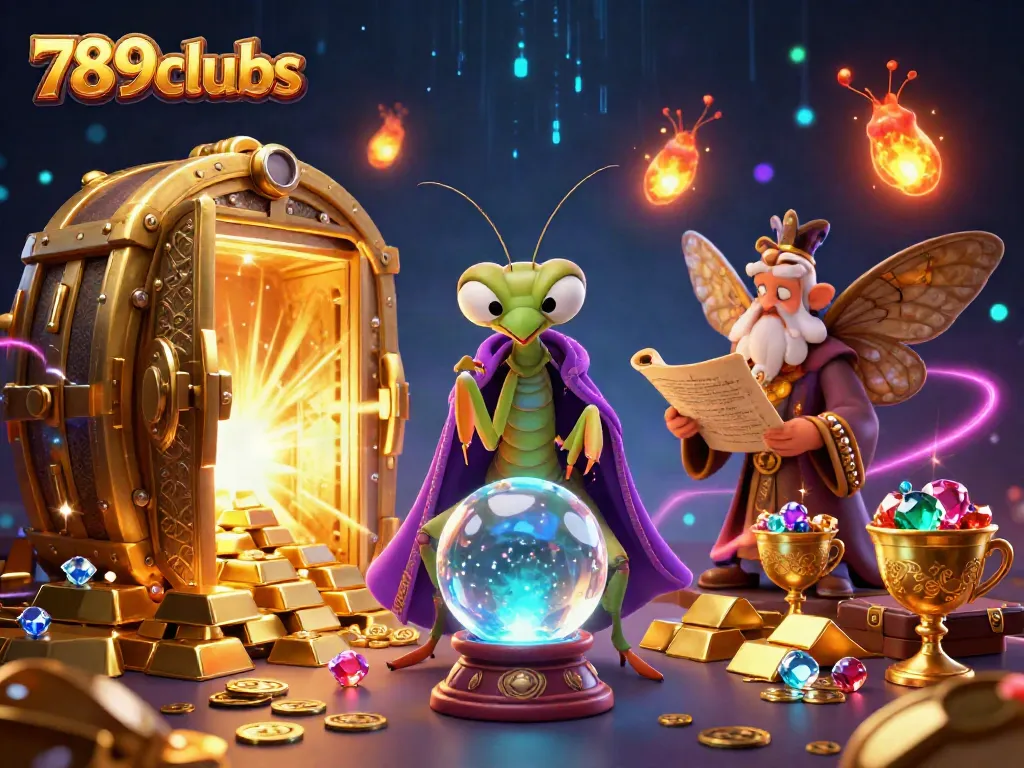 Experience the magic of 789clubs with vibrant casino-themed illustration featuring fortune tellers and treasures.