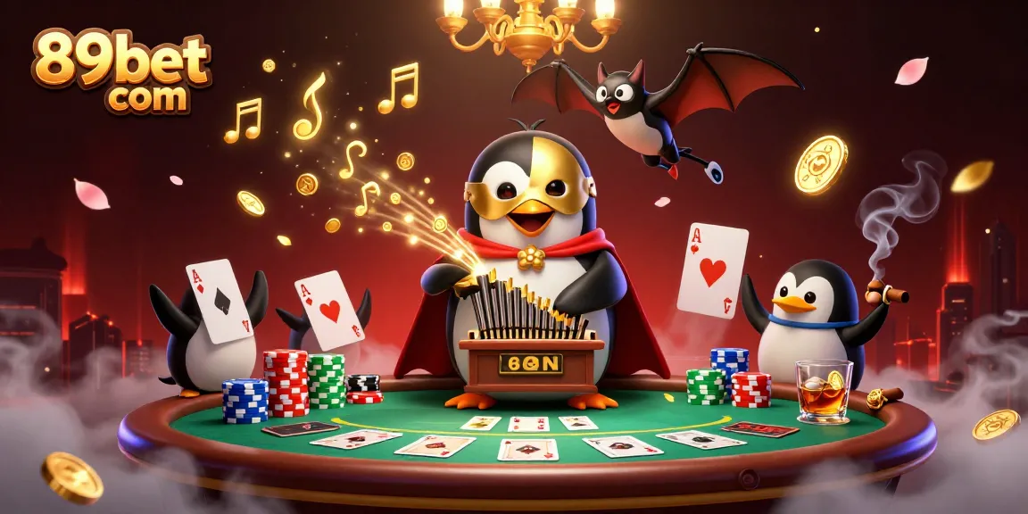 Spinning the wheel of fortune at 89bet com featuring golden coins, vibrant poker tables, and action-packed casino atmosphere.