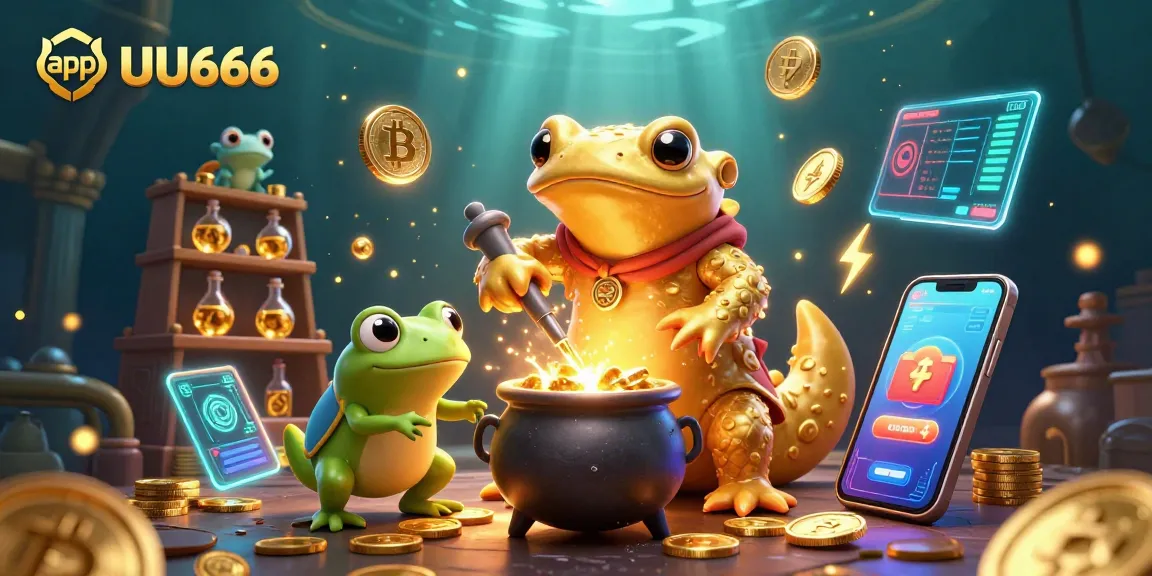 Engage with the app UU666 to win gold coins in this vibrant 3D casino scene featuring unique characters.