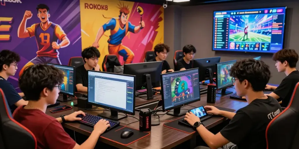 Exciting gaming environment showcasing rokok88 games with players engaged and vibrant visuals.