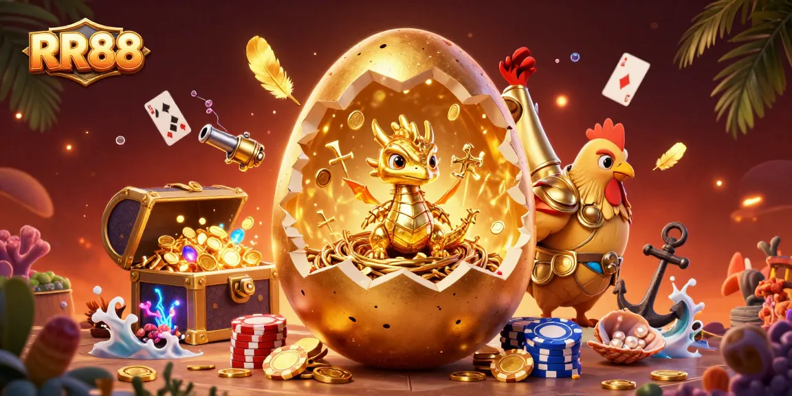 Experience thrilling gameplay at RR88 with a golden dragon and poker chips in a vibrant casino scene.