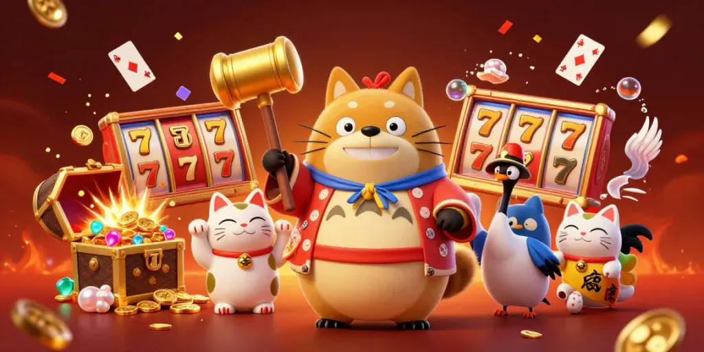 Celebrate big wins at au88 with cheerful characters and festive casino elements.