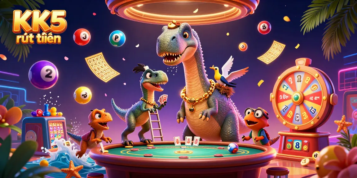 Engage in thrilling betting with KK5 rút tiền, featuring dynamic casino characters and vibrant gaming elements.