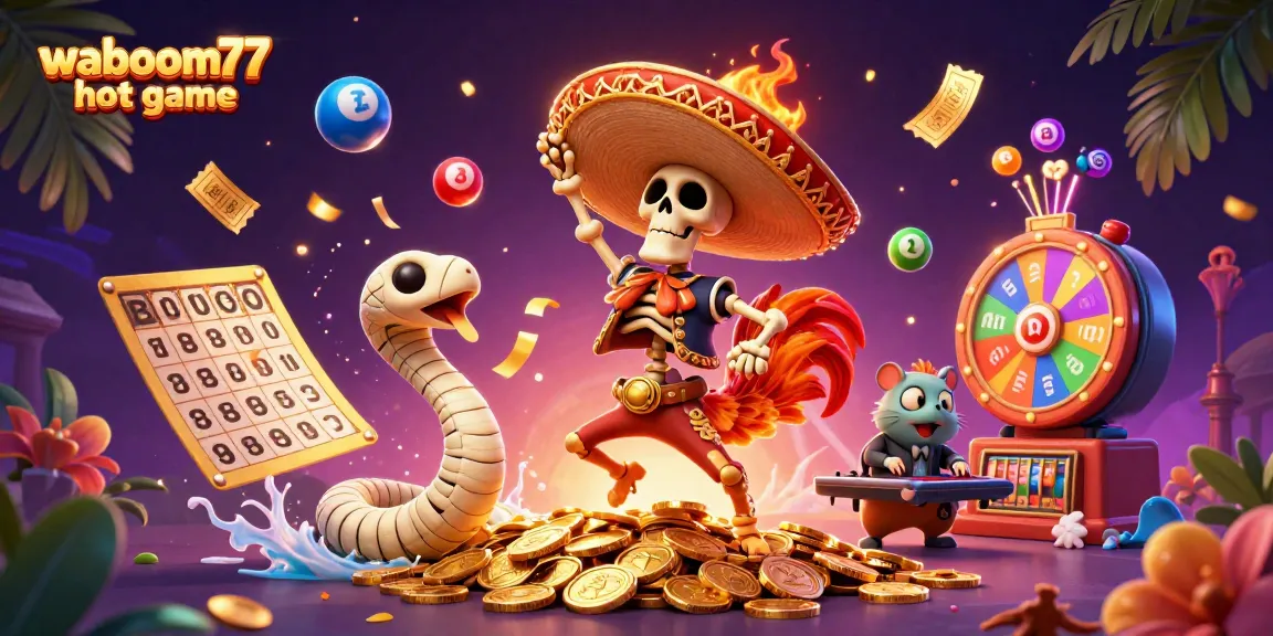 Experience the thrill of the waboom77 hot game, with dynamic characters and casino elements in a lively scene.