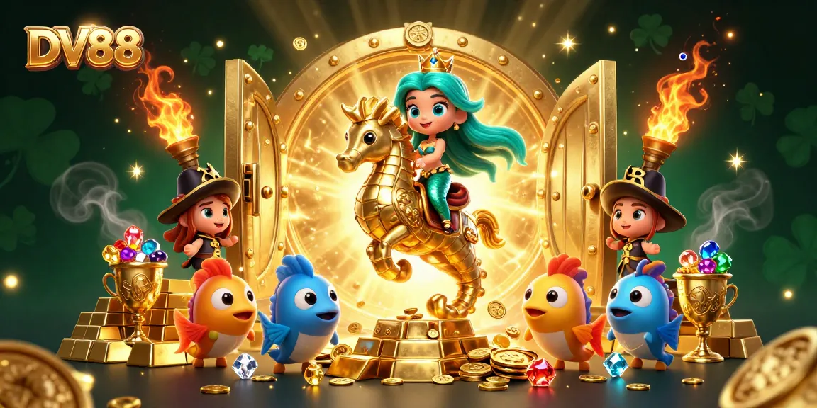 Experience the excitement of DV88 with vibrant mermaids and treasures in a captivating casino scene.