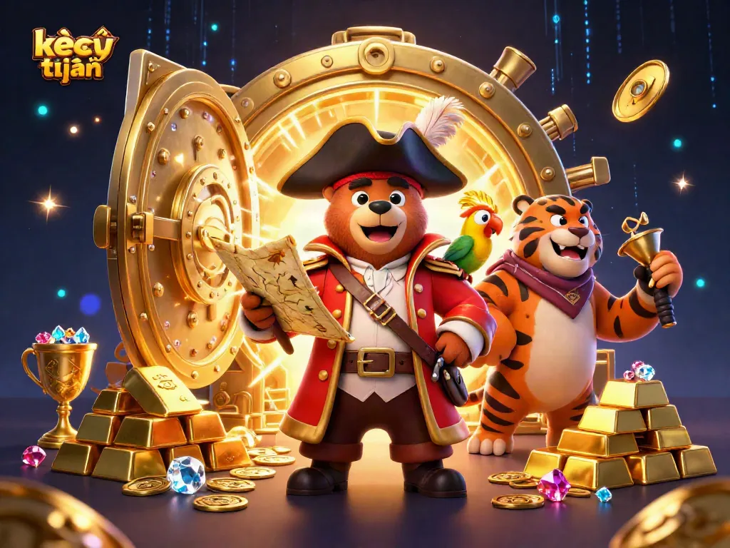 Bet on exciting kèo trực tuyến with a pirate captain bear and treasure in a vibrant scene.