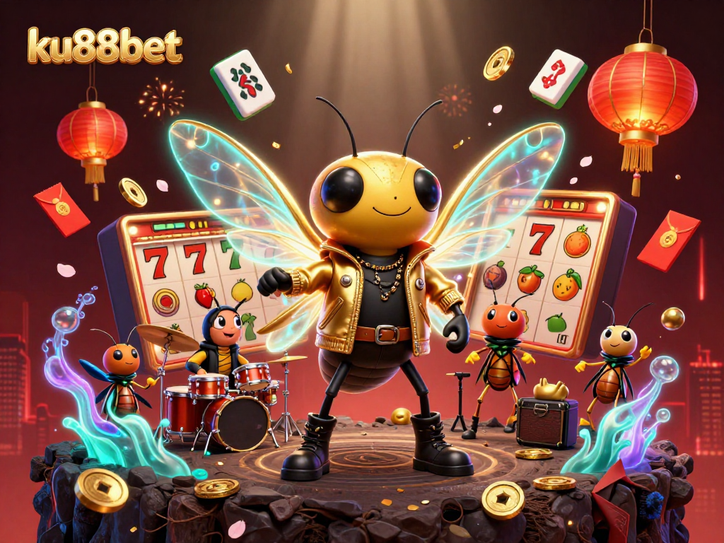 Experience thrilling gameplay at ku88bet with a vibrant 3D illustration showcasing a dynamic casino scene filled with energy and excitement.