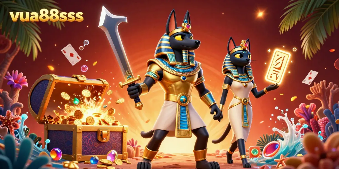 Win big with exciting gameplay at vua88sss featuring an ancient Egyptian warrior and dazzling treasures.