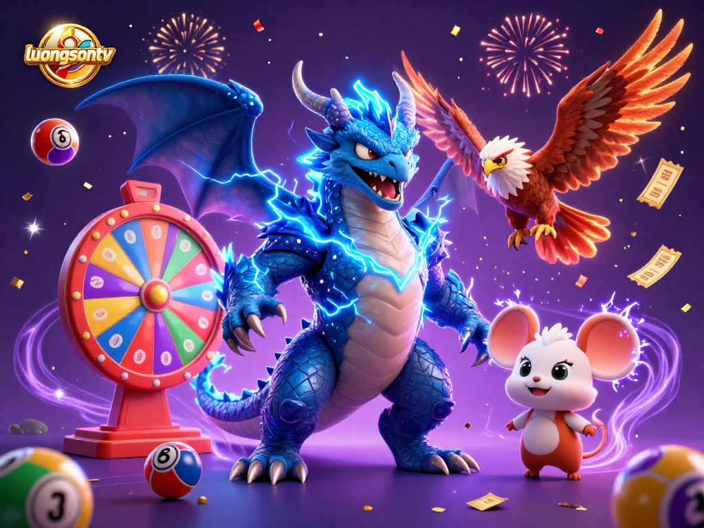 Experience the excitement of luongsontv with vibrant characters and dynamic gambling elements in a colorful 3D scene.