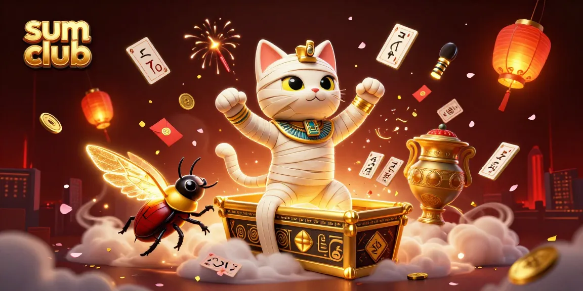 Engage with the sum club in this vibrant casino world featuring unique characters, interactive gaming elements, and festive decorations.