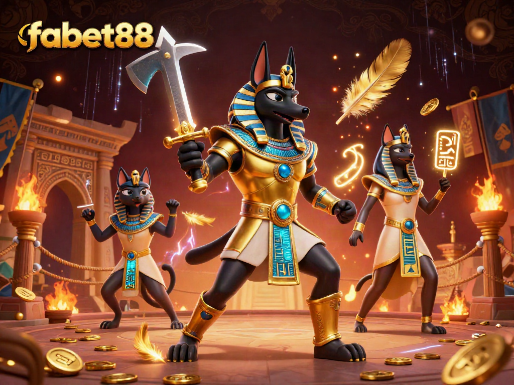 Experience thrilling action at fabet88 with dynamic 3D warriors in a rich casino-themed scene.