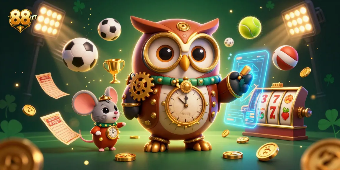 Engage with the 88BET casino adventure featuring sports action and vibrant gambling elements.