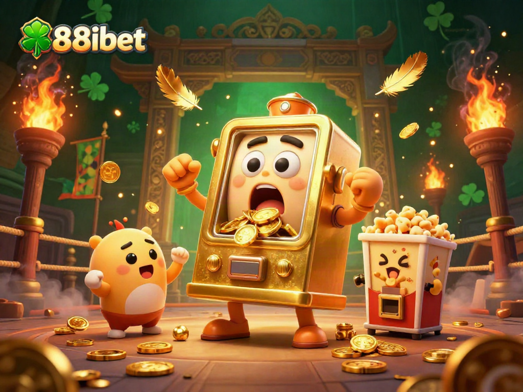 Experience 88ibet's vibrant jackpot celebration with 3D cartoon characters and golden elements.