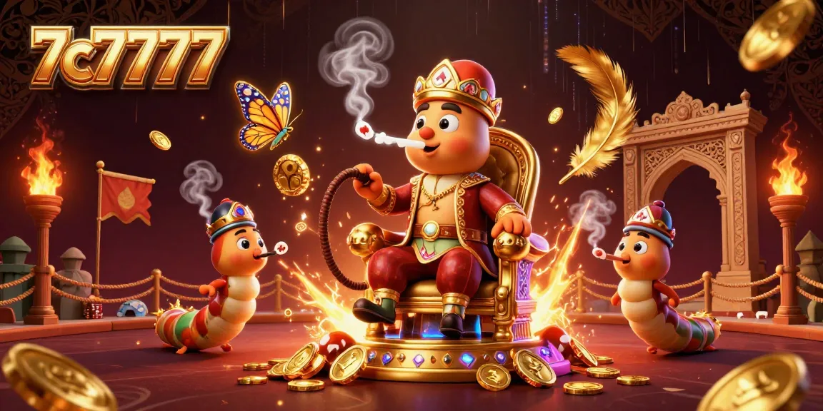 Engage in thrilling games with the vibrant 7c7777 casino scene showcasing a colorful caterpillar and dynamic elements.