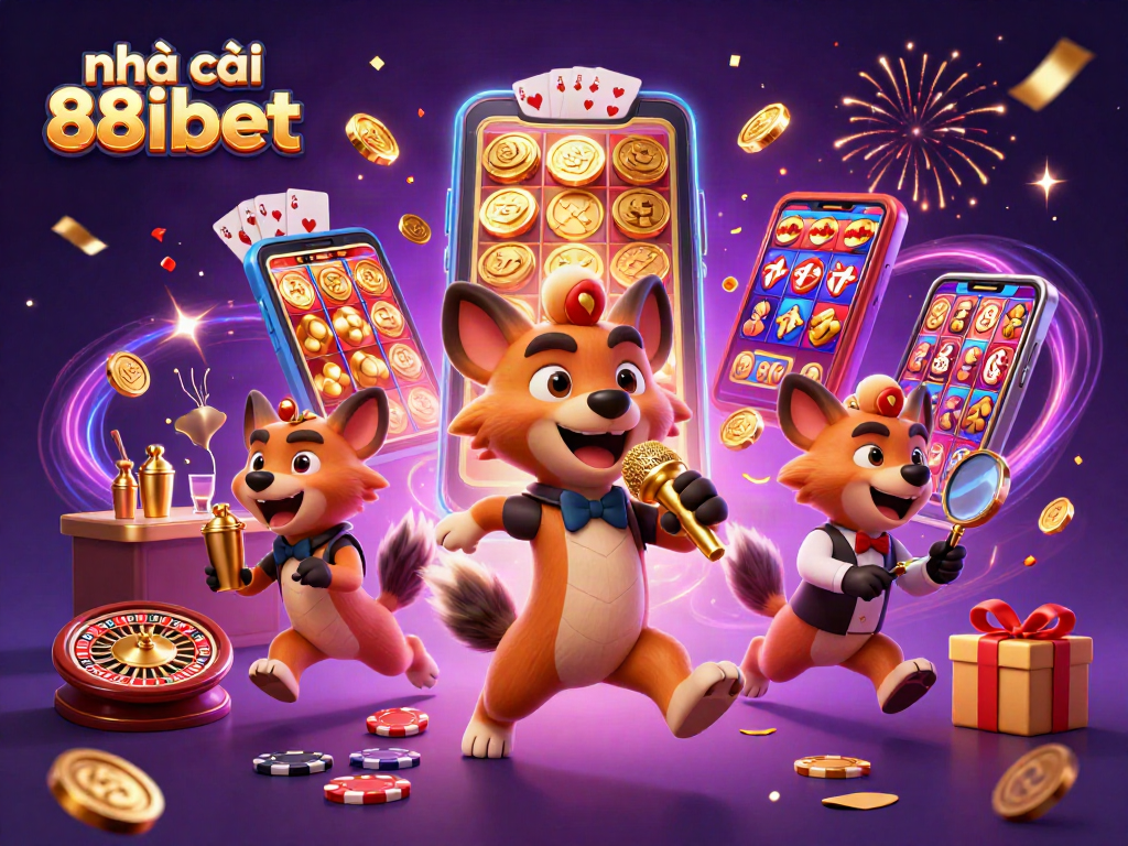 Experience the lively atmosphere at nhà cái 88ibet with hyena characters enjoying casino fun and games.