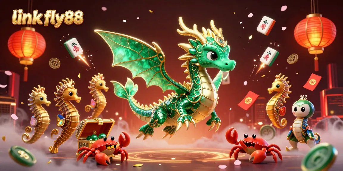 Engage in gameplay at link fly88 featuring 3D sea dragon and festive gaming elements.