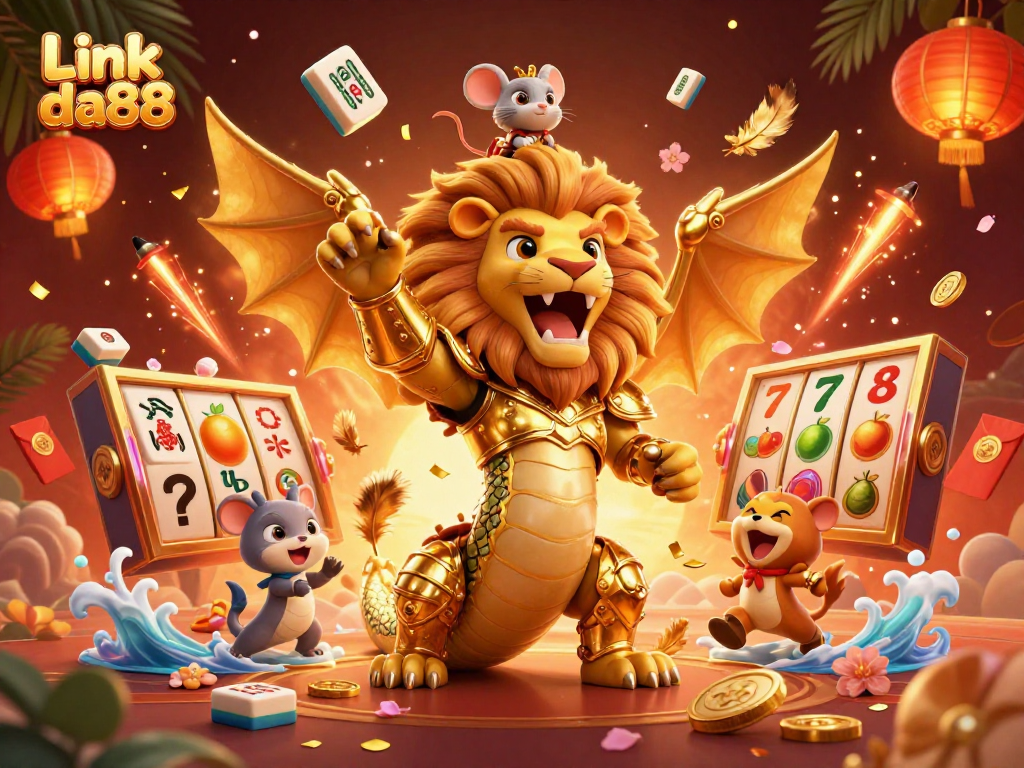 Experience thrilling jackpots with Link da88's vibrant slots, featuring unique characters and casino elements.