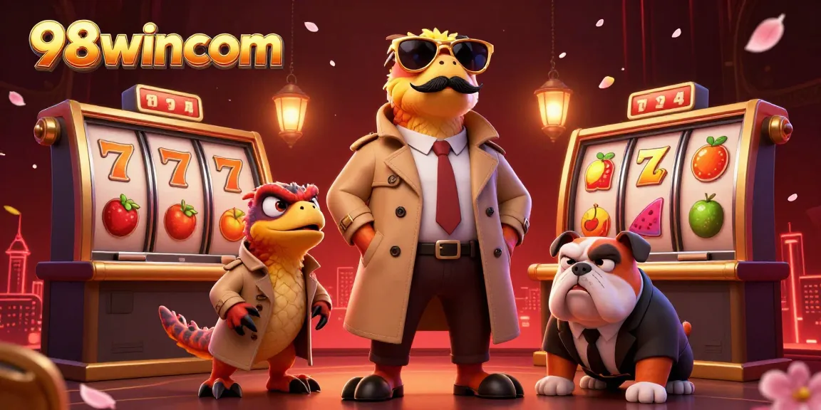 Experience the excitement of the 98wincom VIP lounge with raptors in disguise and lively gaming elements.