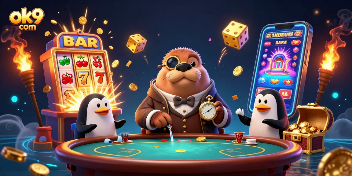 Experience the thrill of betting at ok9 com with charming characters in a vibrant casino scene.