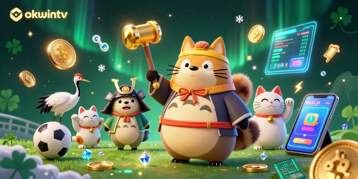 Experience live sports betting action with okwintv in a vibrant 3D illustration featuring raccoon and samurai!