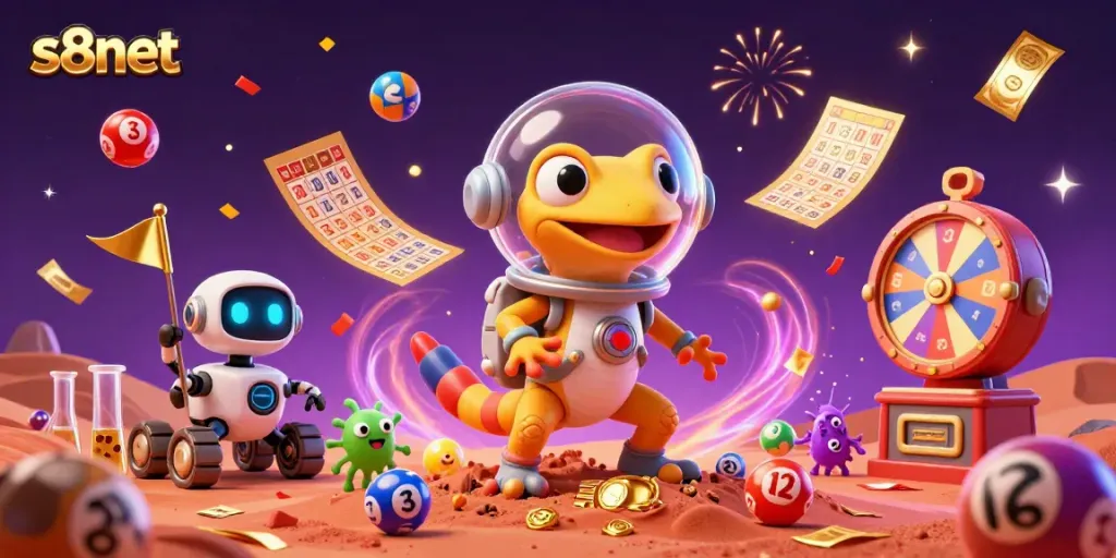 S8net brings excitement with vibrant casino elements and engaging characters in a dynamic scene.