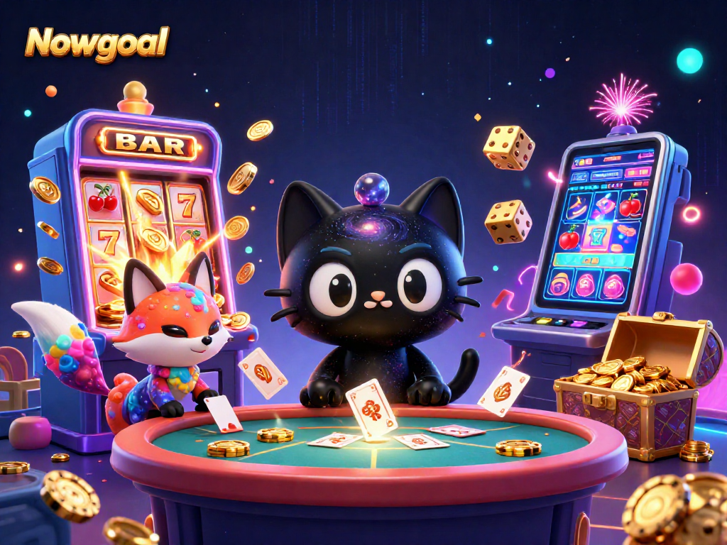 Engage in thrilling bets with Nowgoal at this vibrant cosmic casino scene.