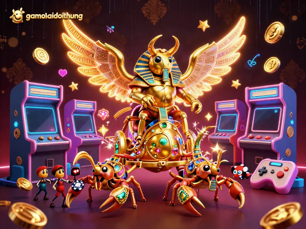 Experience thrilling gameplay at gamebaidoithuong with a vibrant 3D casino scene filled with exciting elements.
