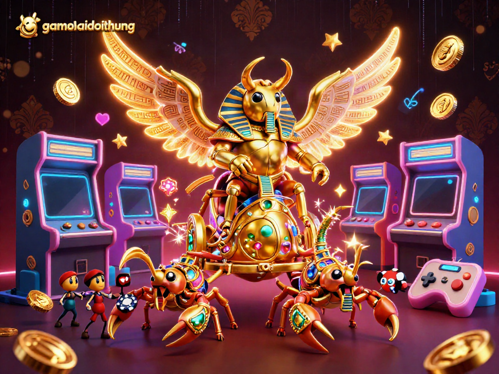 Experience thrilling gameplay at gamebaidoithuong with a vibrant 3D casino scene filled with exciting elements.