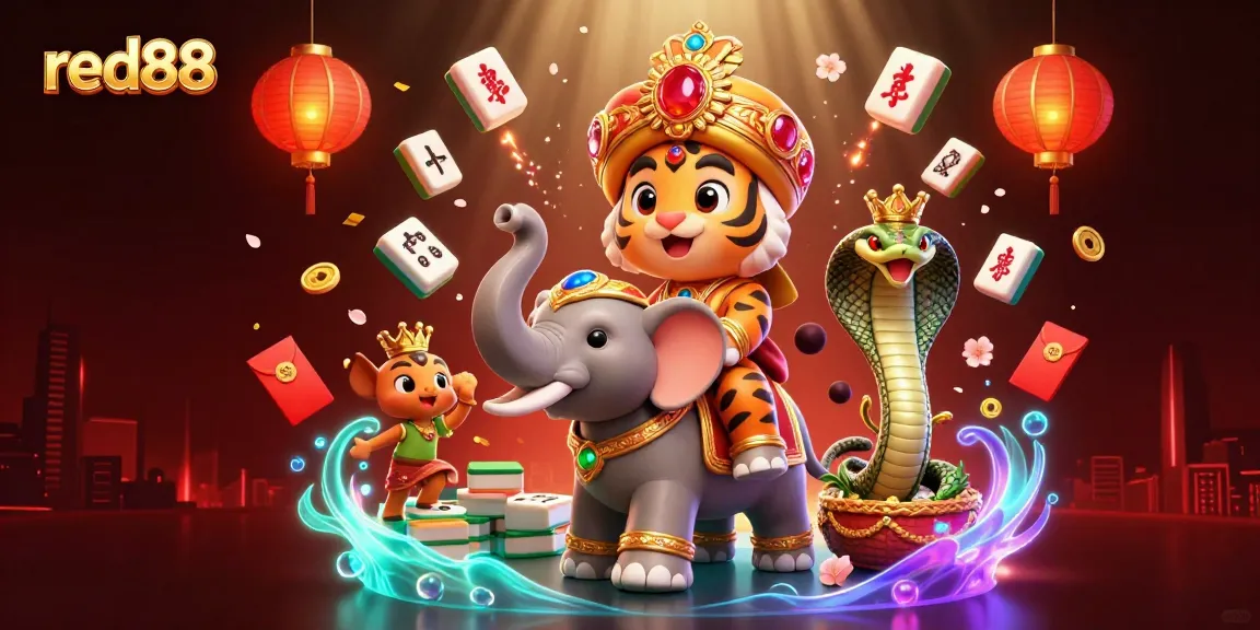 Experience the thrill of red88 casino with a vibrant and dynamic 3D casino illustration featuring rich gaming elements.