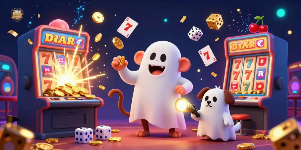 Play and win at gambler-casino with an enchanting 3D illustration of a lively casino scene.