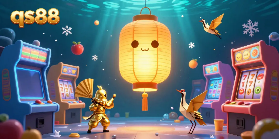 Spin the reels and explore qs88's vibrant casino world filled with golden symbols and arcade games.
