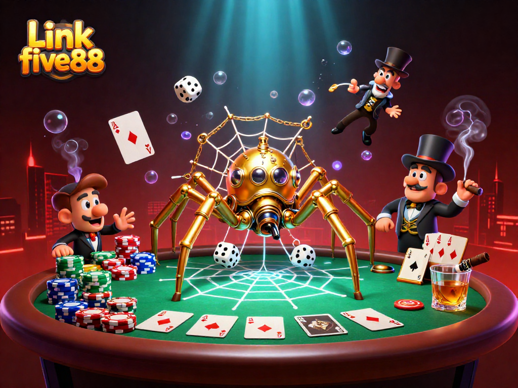 Catch dice in the web of luck with Link five88 in this vibrant casino scene.