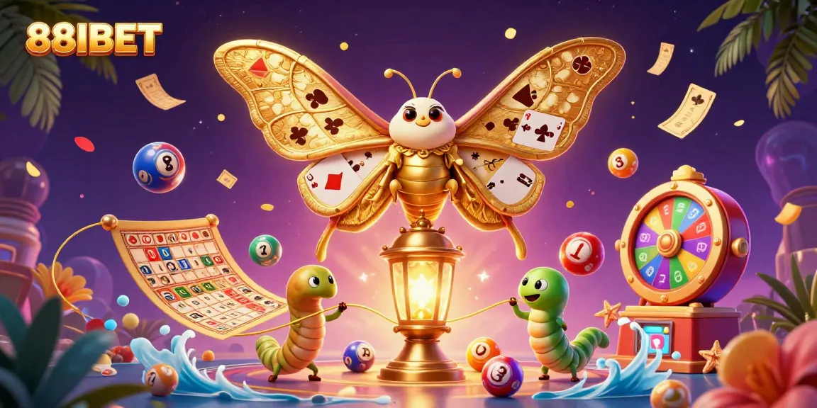 Experience vibrant gaming at 88IBET with golden moths and dynamic casino elements.