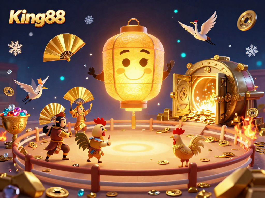 Experience thrilling cockfights at King88 with dynamic visuals and rich elements highlighting competitive spirit.