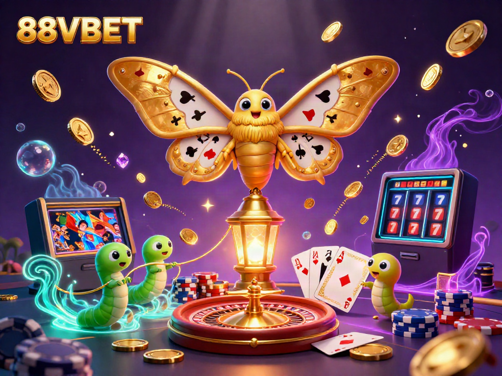 Experience the thrilling 88VBET casino adventure with a stunning illustration showcasing vibrant characters and rich game elements.
