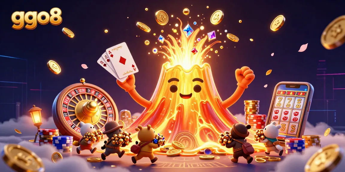 Spin the reels with ggo8's vibrant 3D illustration showcasing captivating casino elements.