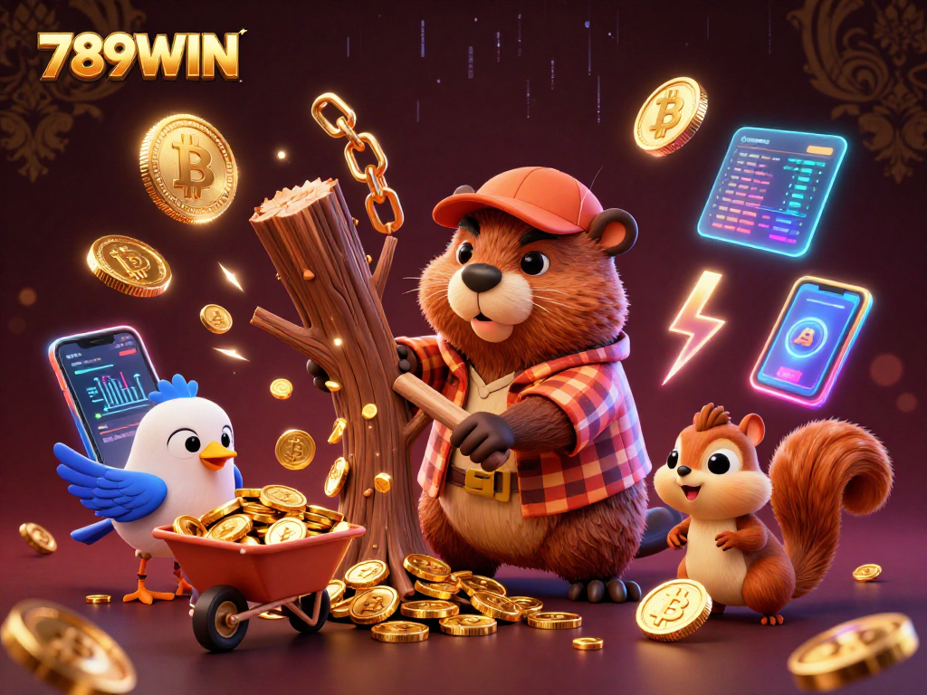 Experience thrilling wins at 789WIN with our cartoon casino scene featuring gold coins and crypto elements.