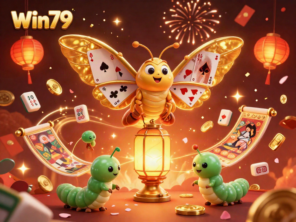 Engage with Win79, showcasing vibrant casino scenes, golden motifs, and festive elements.