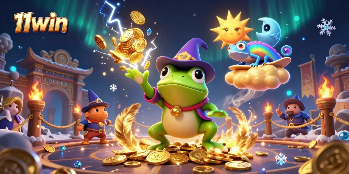 Experience winning fun at 11win with the dynamic gambling scene featuring vibrant characters and gold treasures.