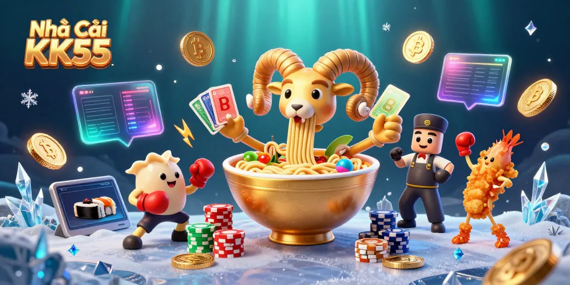 Engage with Nhà Cái KK55 in this vibrant casino scene featuring exciting characters and dynamic gaming elements.