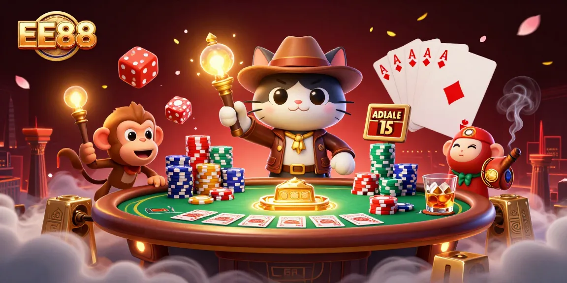 Engage with EE88's thrilling casino adventure featuring an explorer cat and dynamic gambling elements.