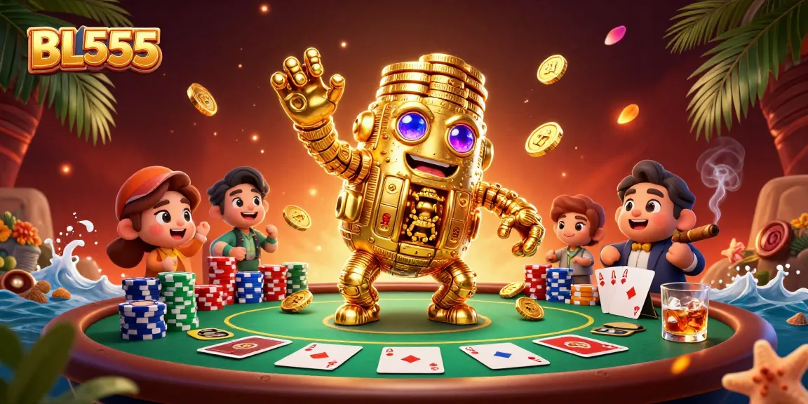 Experience thrilling gameplay with BL555's ancient golden golem surrounded by rich casino elements.