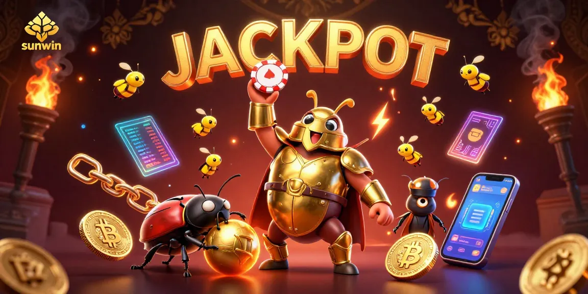 Win big at sunwin with a victorious beetle in a dazzling 3D casino scene.