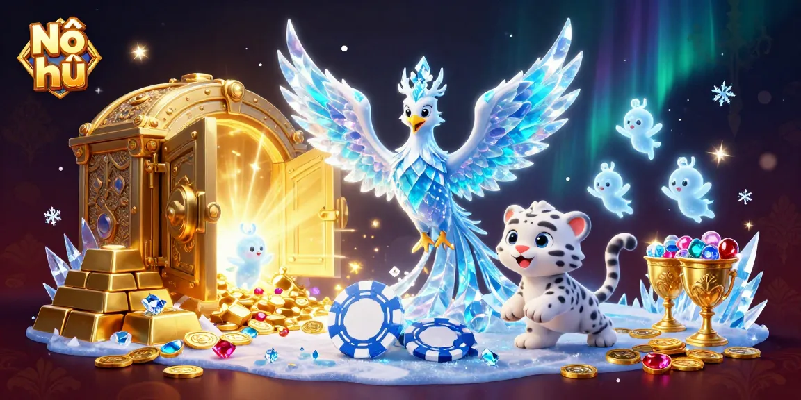 Nổ hũ jackpot spins come alive with a glowing ice phoenix and treasures galore!
