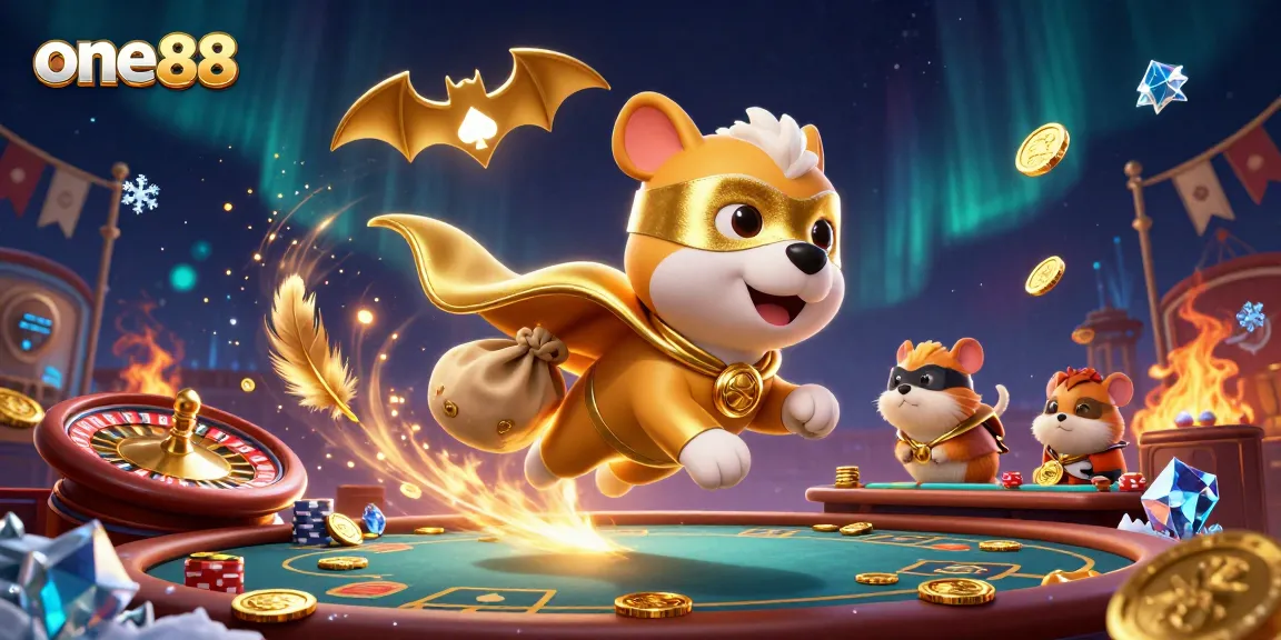 Experience thrilling wins and casino action with one88 in this vibrant, dynamic illustration.